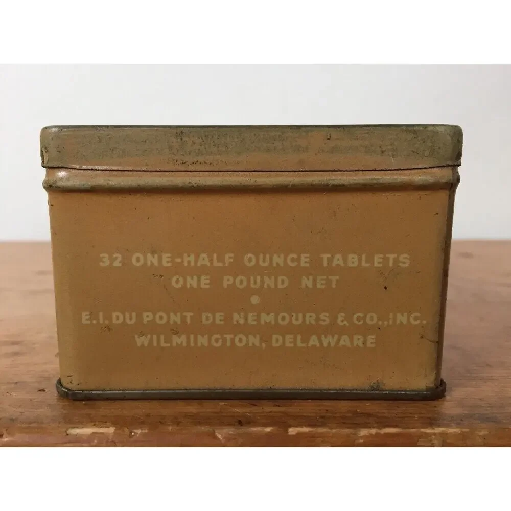 Vintage DuPont Refined Camphor USP 32 Tablet Rectangular Metal Tin Empty